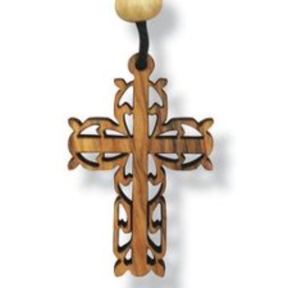 Hand carved Olive Wood cross pendant necklace - Picture 9 of 9